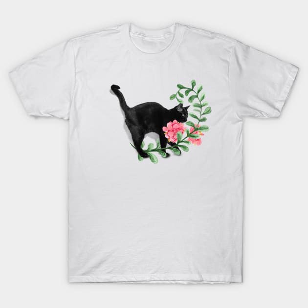 The capricious black cat T-Shirt by DejaReve